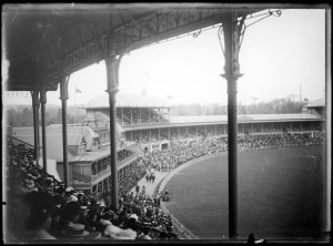 The MCG from what's now the Ponsford Stand/City End, circa 1914-1916, by 'G.G.M'. State Library of Victoria Collection.