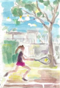 Tennis water colour by Kate Birrell 2016