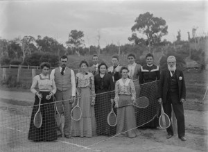 'Group portrait of a tennis party, probably at Towong, ca.1900-1902.' by Gabriel Knight (1876-1946). Courtesy of State Library of Victoria Image Collection